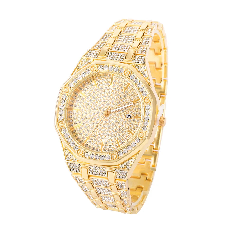 Montre Iced Out Gold Hip Hop
