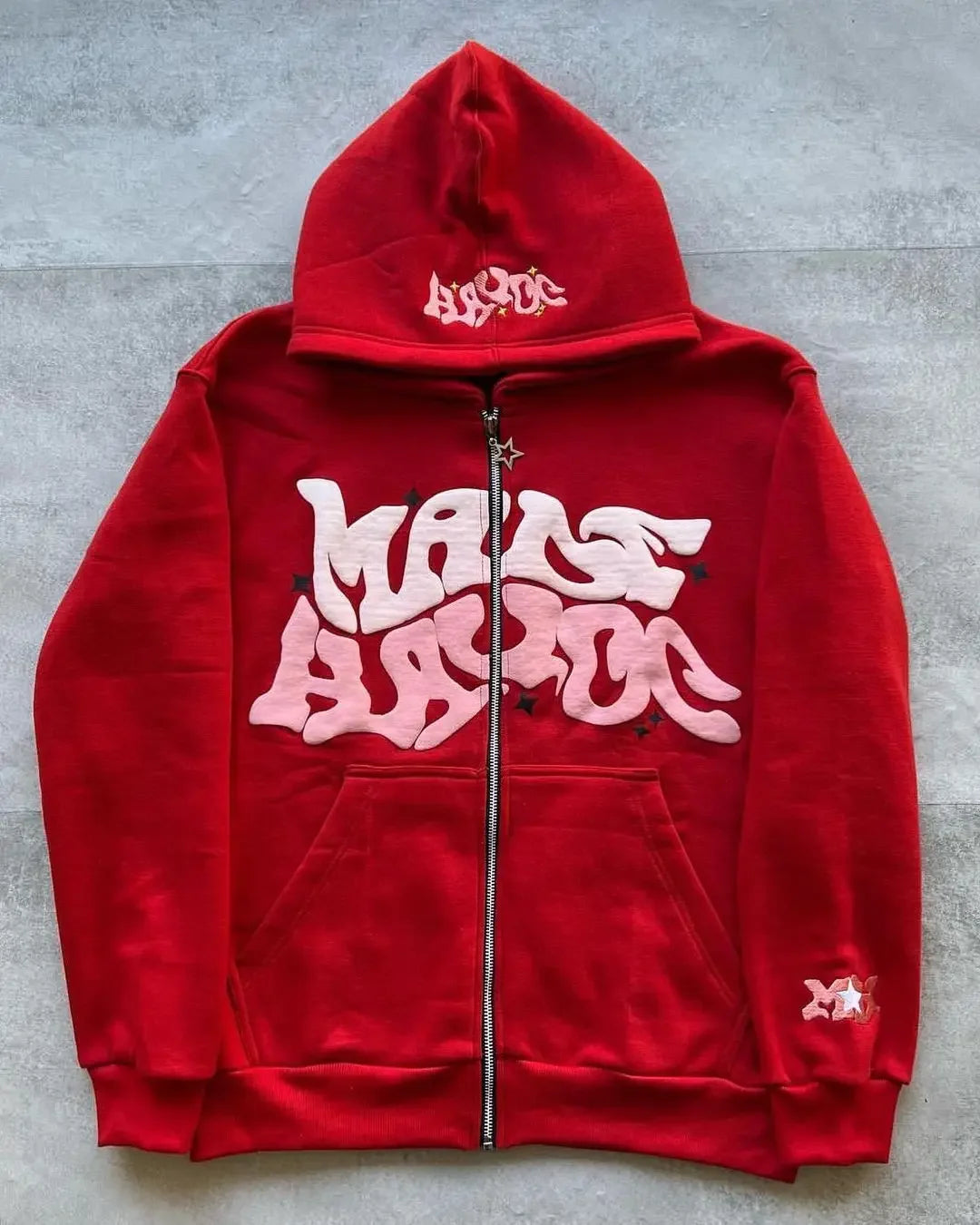 Hoodie Zippé Étoiles & Lettres Rétro
