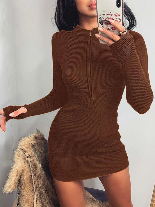 Robe longue moulante à manches longues