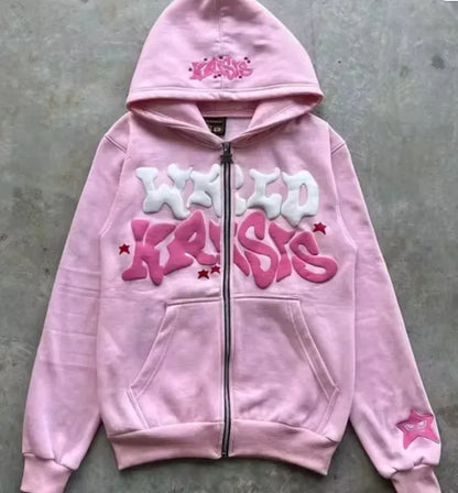 Sweat Capuche Zip Y2K Rétro