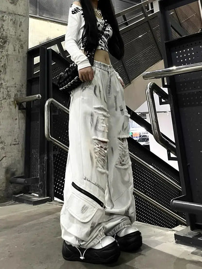 Cargo Baggy Graffiti Ripped Y2K