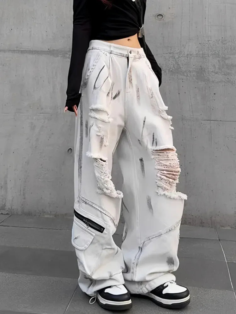 Cargo Baggy Graffiti Ripped Y2K