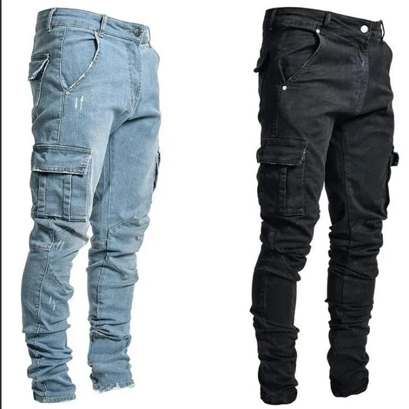 Jean Denim Cargo Multi-Poches Homme
