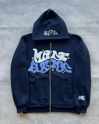 Hoodie Zippé Étoiles & Lettres Rétro