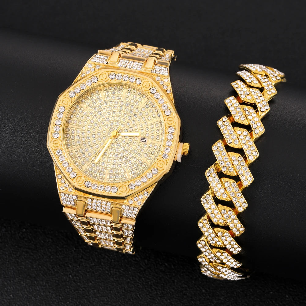 Montre Iced Out Gold Hip Hop