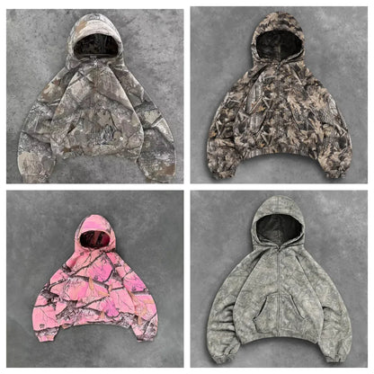 Hoodie Zippé Camouflage Y2K