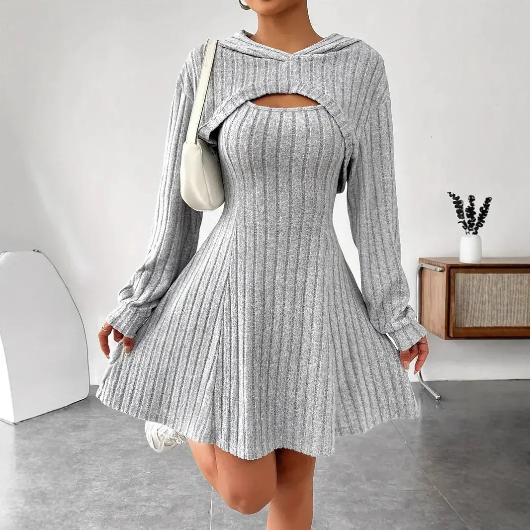 Hooded top and sleeveless dress set