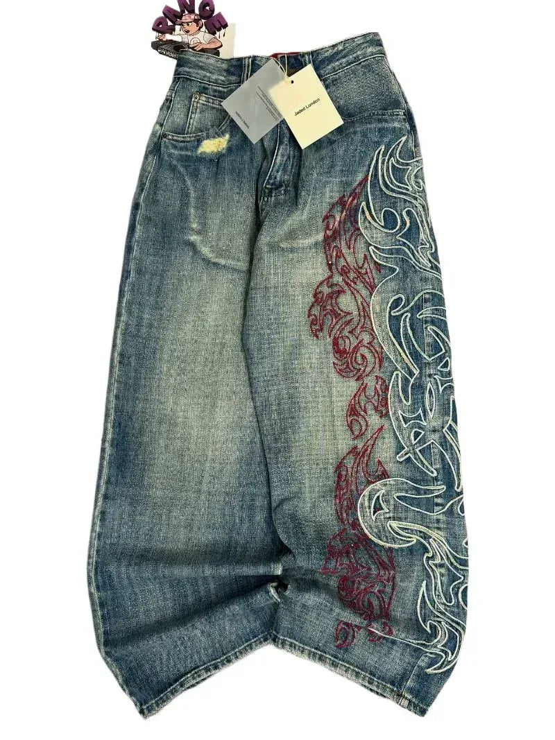 Baggy Jean Broderie Y2K Unisexe