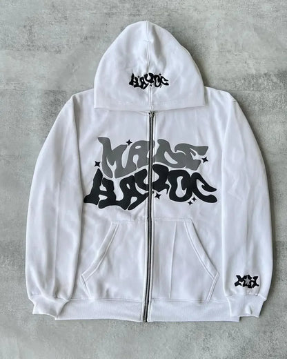 Sweat Capuche Zip Y2K Rétro