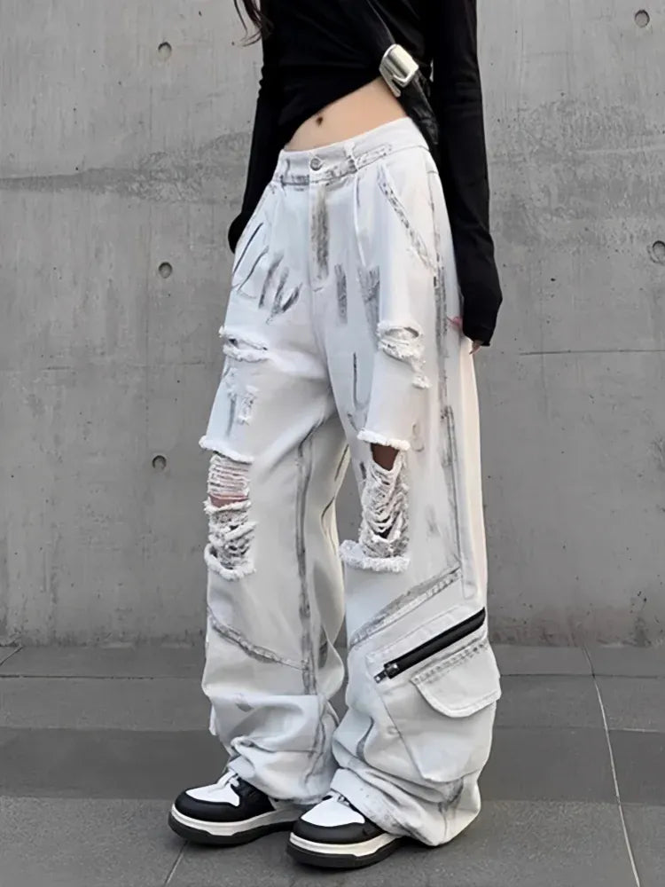Cargo Baggy Graffiti Ripped Y2K