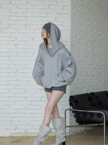 Hoodie Épaule Dénudée Rétro Y2K Femme