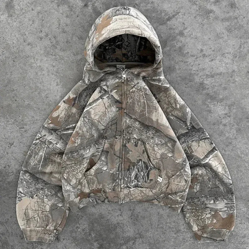 Hoodie Zippé Camouflage Y2K