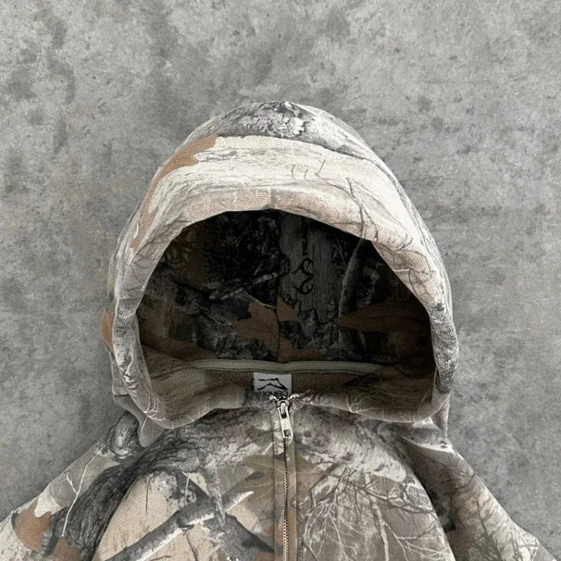 Hoodie Zippé Camouflage Y2K