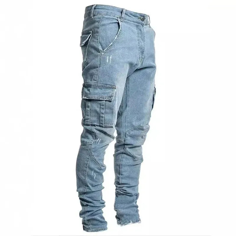 Jean Denim Cargo Multi-Poches Homme