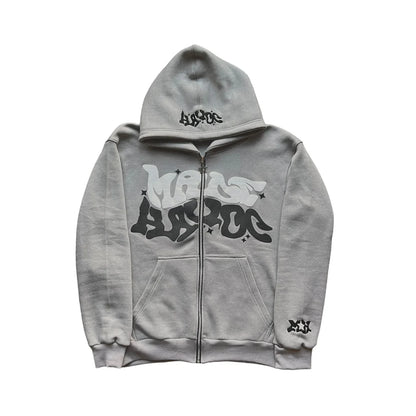 Hoodie Zippé Étoiles & Lettres Rétro